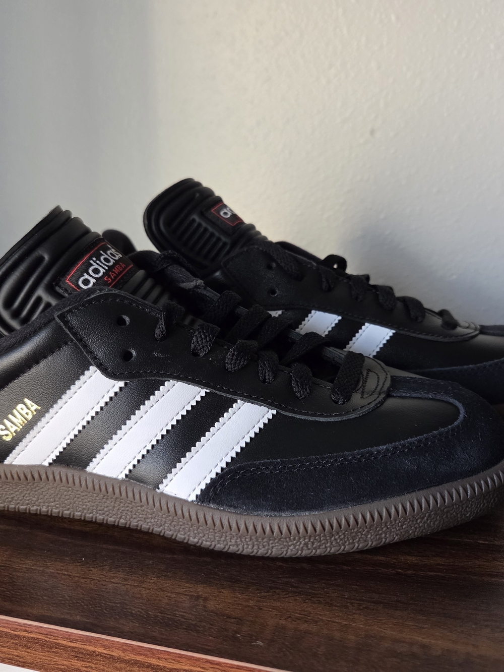 adidas Samba Black with White Stripes and Gum Sole